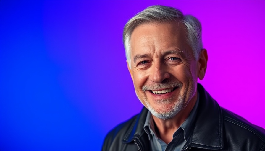 Smiling older man with a leather jacket; Week in AI developments theme.