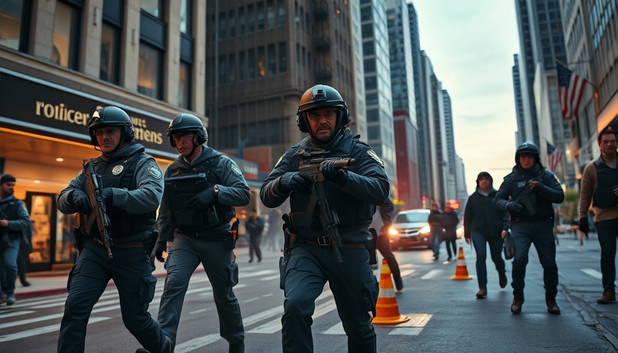 Immigration raid in Los Angeles with officers on the street.