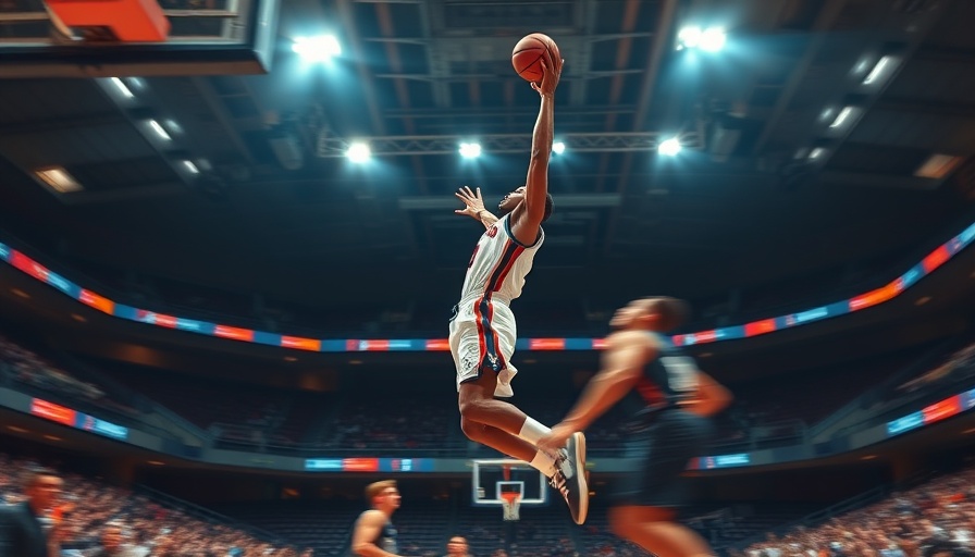 Marques Bolden in an intense basketball game, reaching to score post-injury.