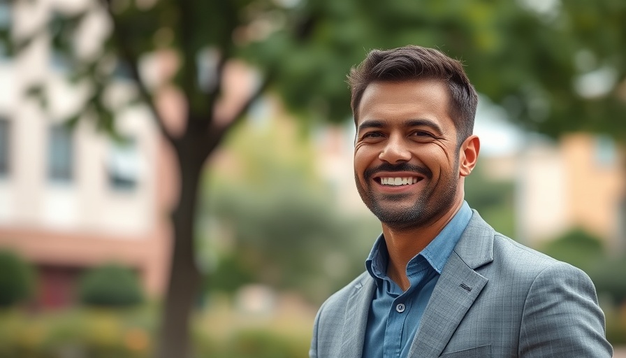 UC Berkeley Professor smiling outdoors, natural light portrait.
