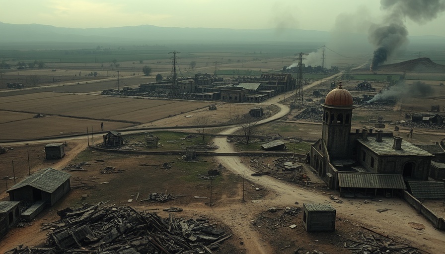 Desolate war-torn landscape of death, Ukraine-Russia conflict area.