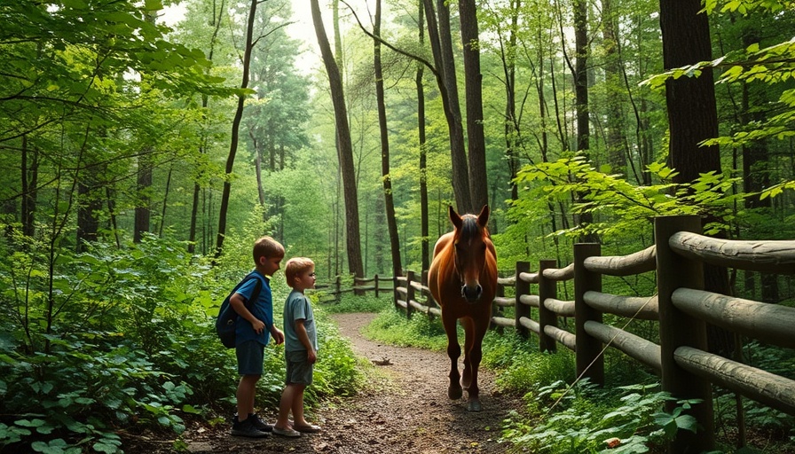 Campers on a trail with horse at Camp CAMP in Texas