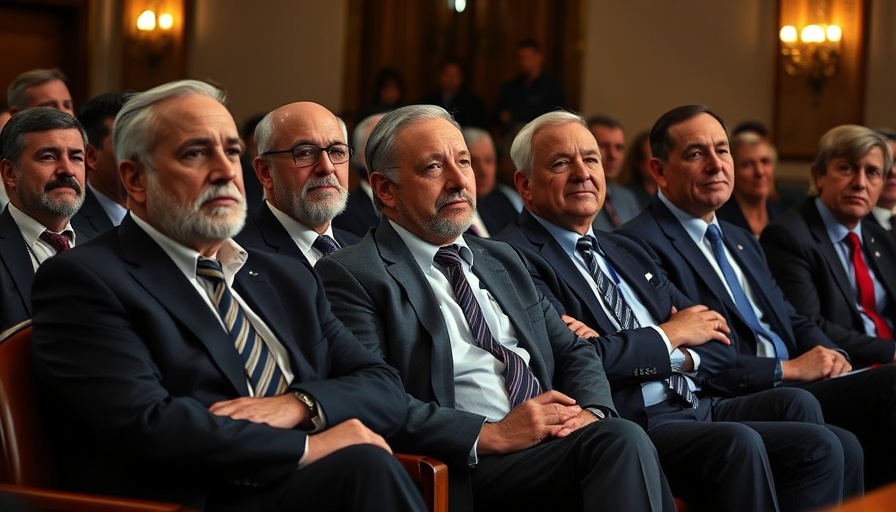 Israeli politicians in formal setting, serious expressions