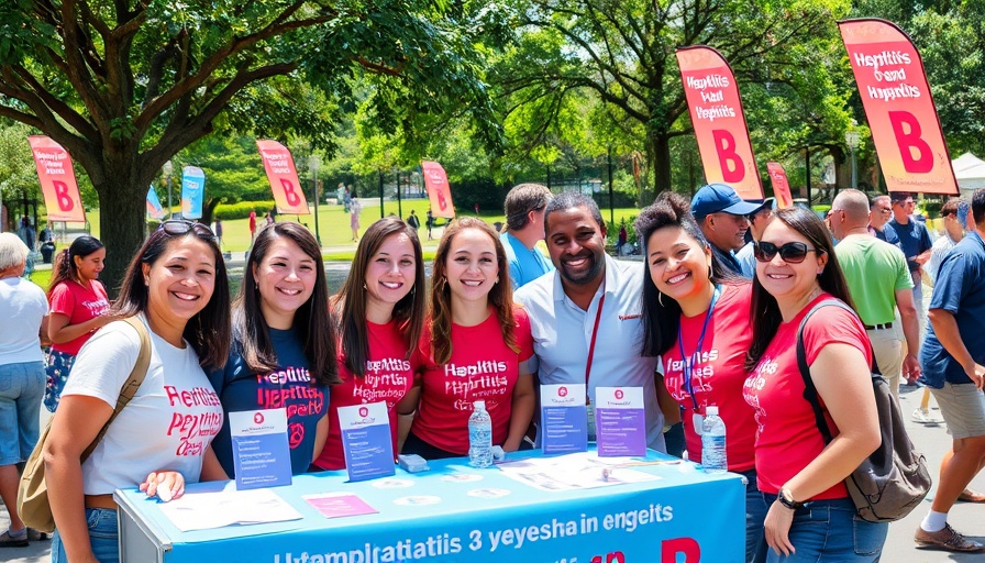 Hepatitis B care awareness booth in San Francisco park.