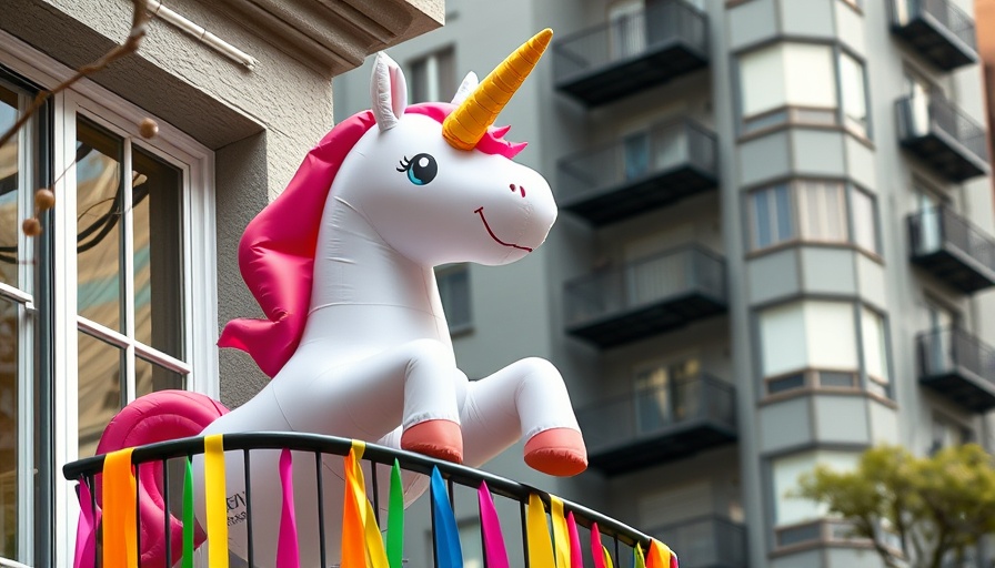 Inflatable unicorn and pride flag on San Francisco balcony, local news