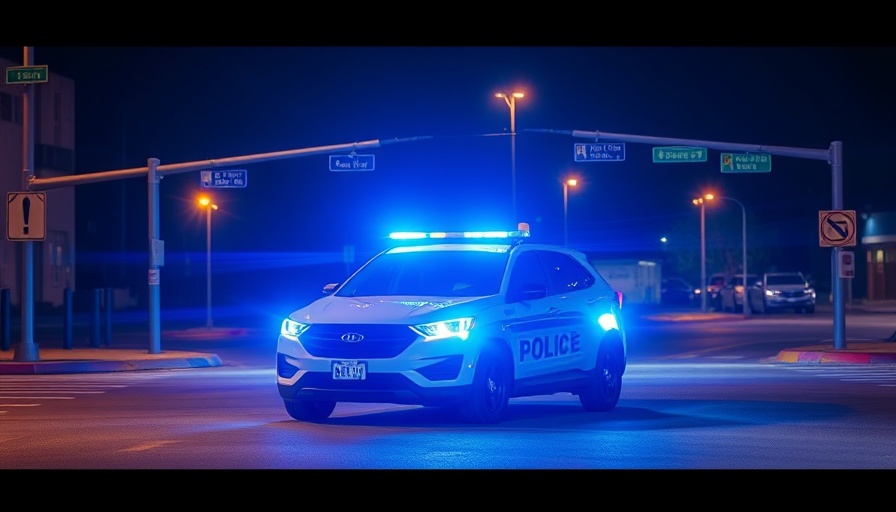 Santa Rosa police car at night, highlighting Petaluma DUI crash scene.