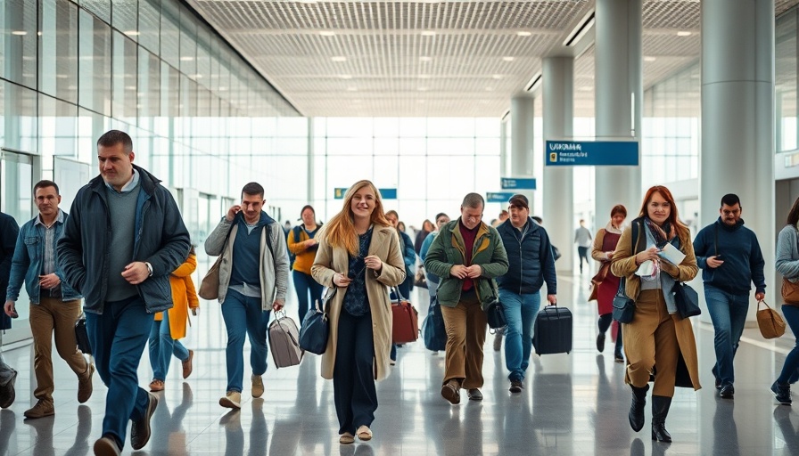 Ukrainian refugees arriving in Manitoba airport.