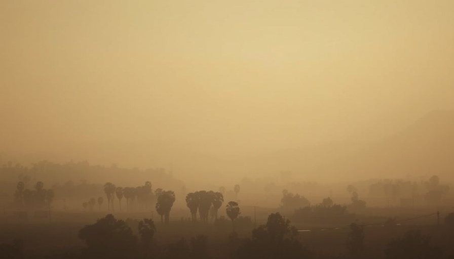 Smoke-filled Los Angeles landscape amid wildfires