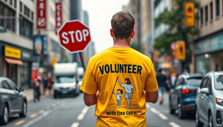 San Francisco local news: volunteer managing traffic at crosswalk.