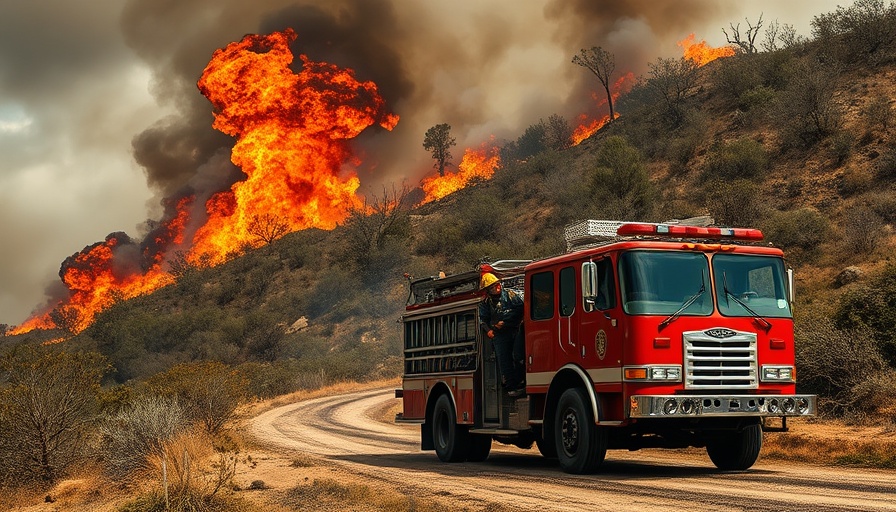 Firefighters battle a California hillside fire, highlighting climate-related insurance challenges.