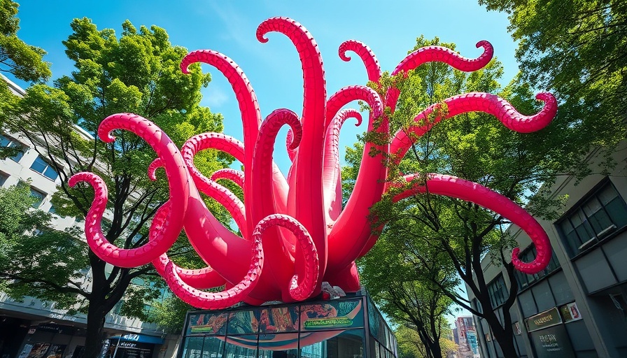 Inflatable tentacles on building roof in San Francisco
