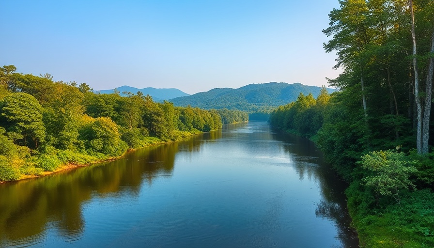 Serene river scenery in Arkansas state park with lush greenery.