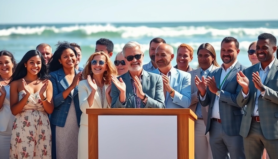 San Francisco politics event at the beach with speakers and audience.