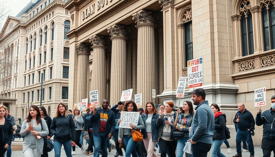 San Francisco group near government building, peaceful gathering.