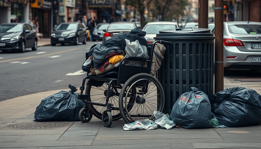 San Francisco local news: City street scene with trash and belongings.