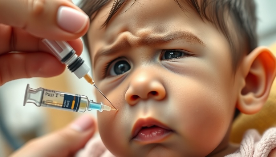 An infant receiving a polio vaccine drop.