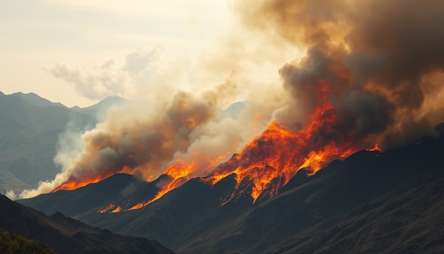 Gifford Fire California showcasing intense flames and thick smoke in the mountains.