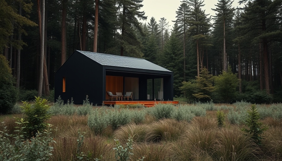 Modern black cabin in a forest and field, Limestone Capital Nokken acquisition.