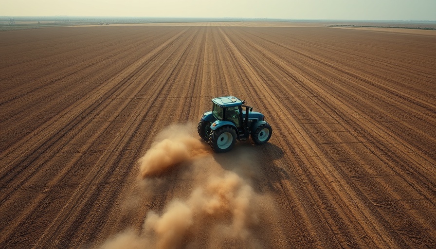 Aerial view of tractor seeding a field related to Canada-China trade canola tariffs.