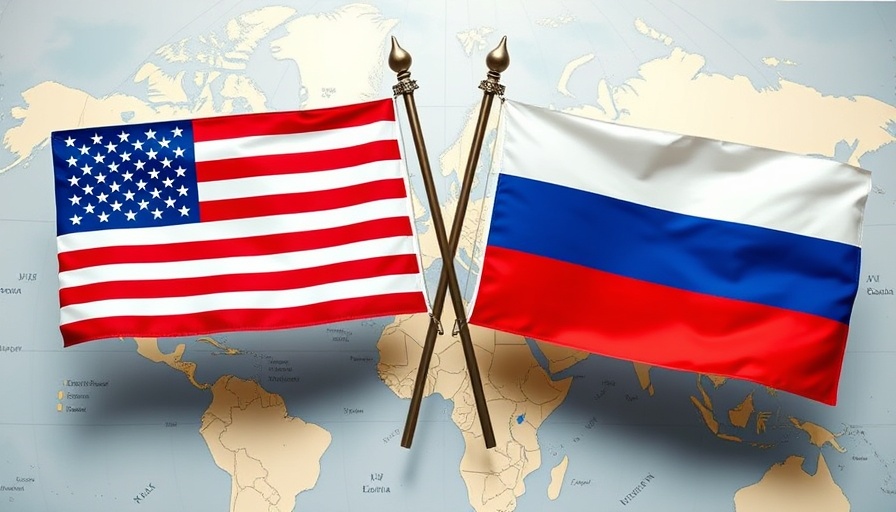 Conceptual image of U.S.-Russia relations with crossed flags.