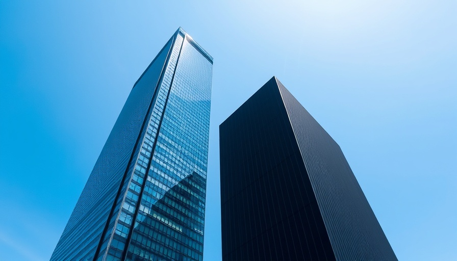 Modern skyscrapers highlighting urban architecture under blue sky.