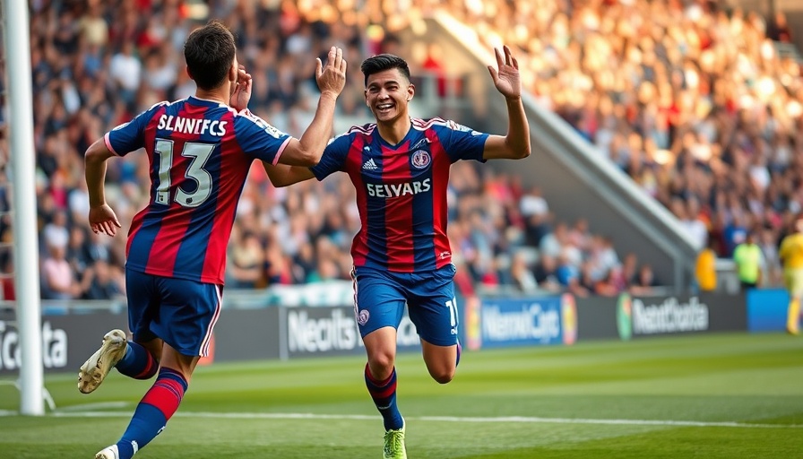 Bay FC soccer players celebrate in lively match, drawing record crowd.