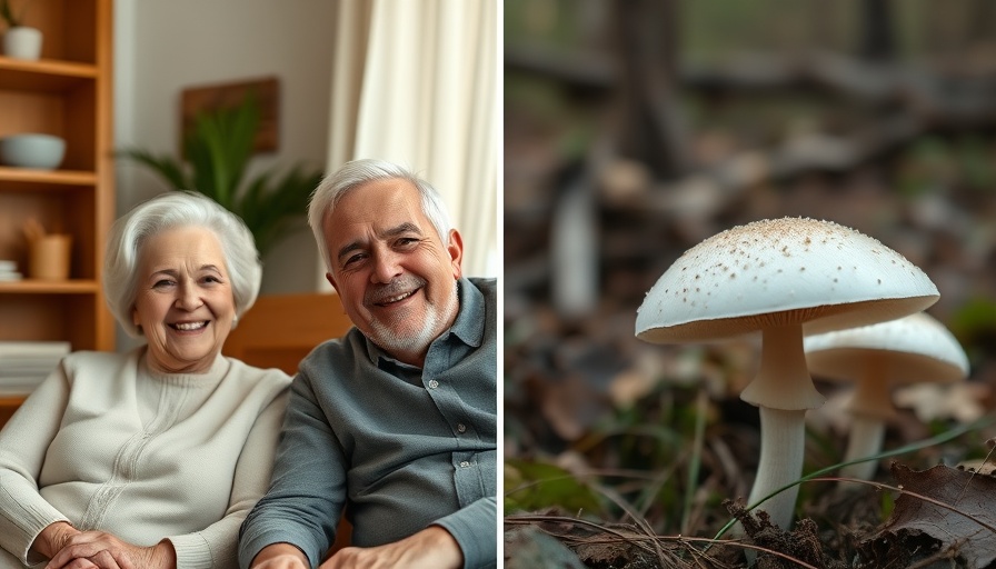 Mushroom poisoning survivor narrative; indoor scene with elderly couple and deadly mushroom juxtaposition.