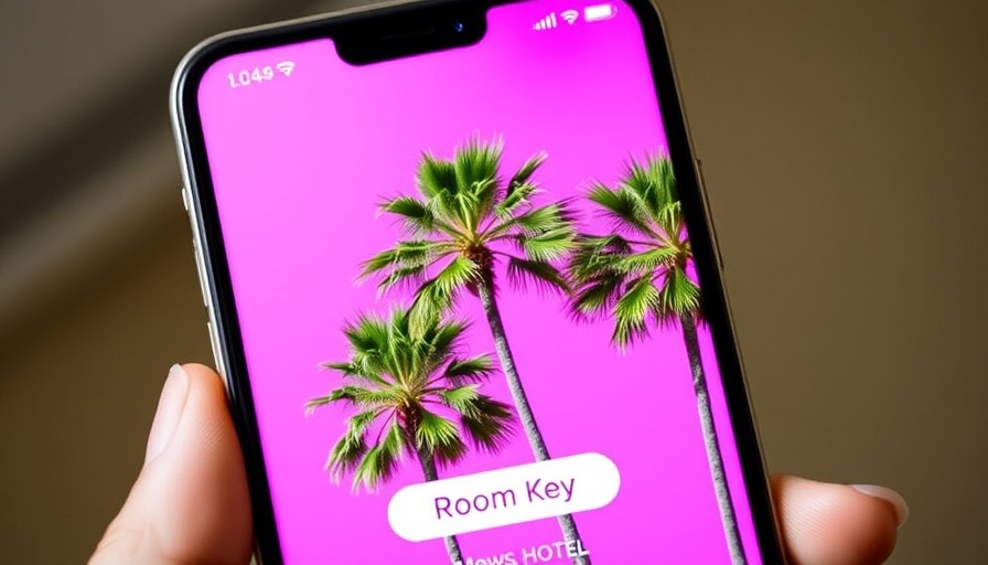 Digital room keys on smartphone with vivid hotel artwork.