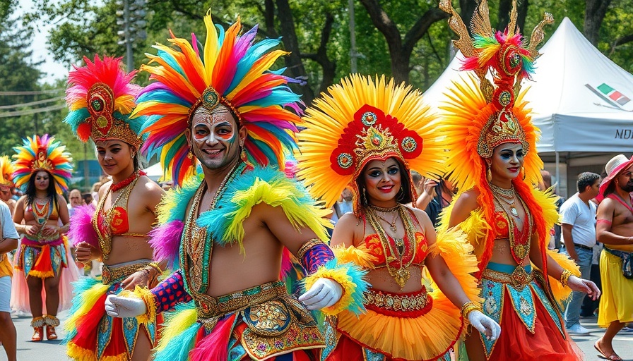 Colorful festival parade performers in Russia, lively atmosphere