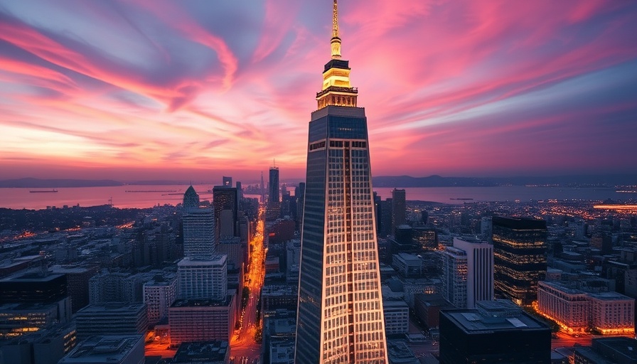 San Francisco hotel at twilight with vibrant skyline.