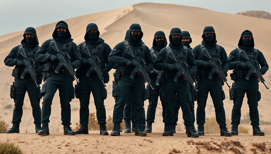 Armed group on ridge in black uniforms with masks, Hamas refusal to surrender.