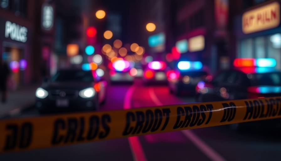 Fremont drive-by shooting night scene with police tape and lights.