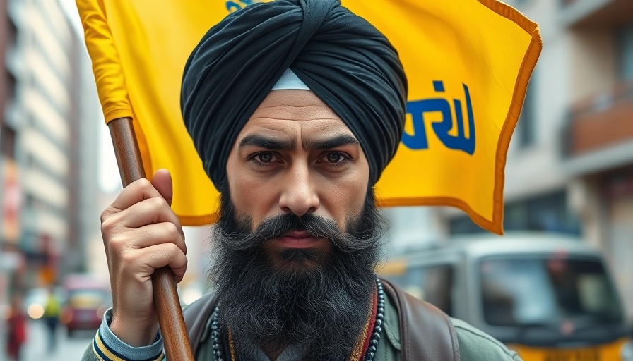 Man holding a flag in urban setting, reflecting advocacy amid Canada India relations threats to Canadians.