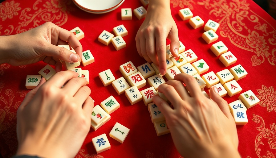 Mahjong game in San Francisco with vibrant setup and player interactions.