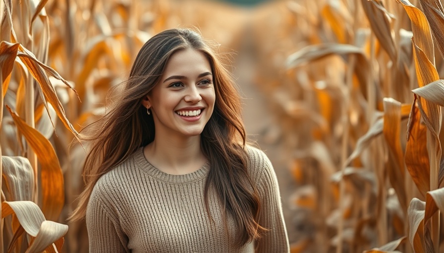 Cuffing Season and Health: Joyful woman in cornfield.