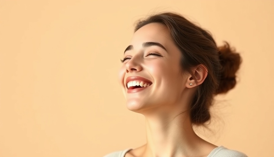 Cheerful young woman smiling confidently in neutral background.
