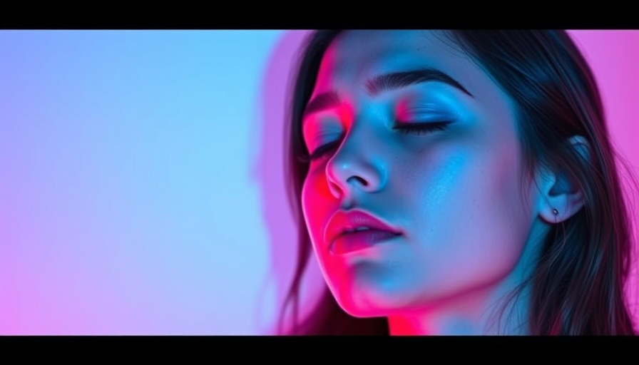 Peaceful young woman in blue and pink lighting, Zodiac signs unluckiest in love.
