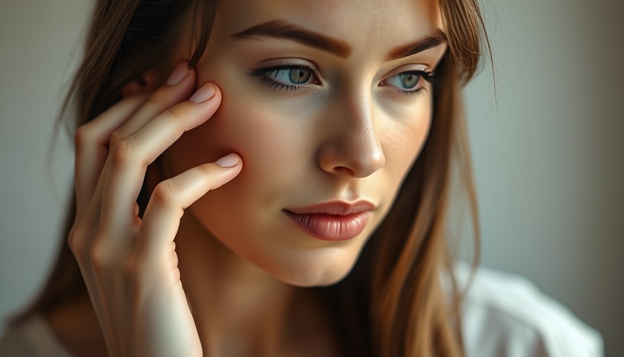 Young woman considers skincare while touching cheek, Do Eye Drops Work On Pimples.