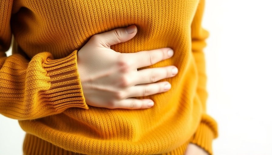 Person in discomfort clutching stomach, indicating bad gut bacteria.