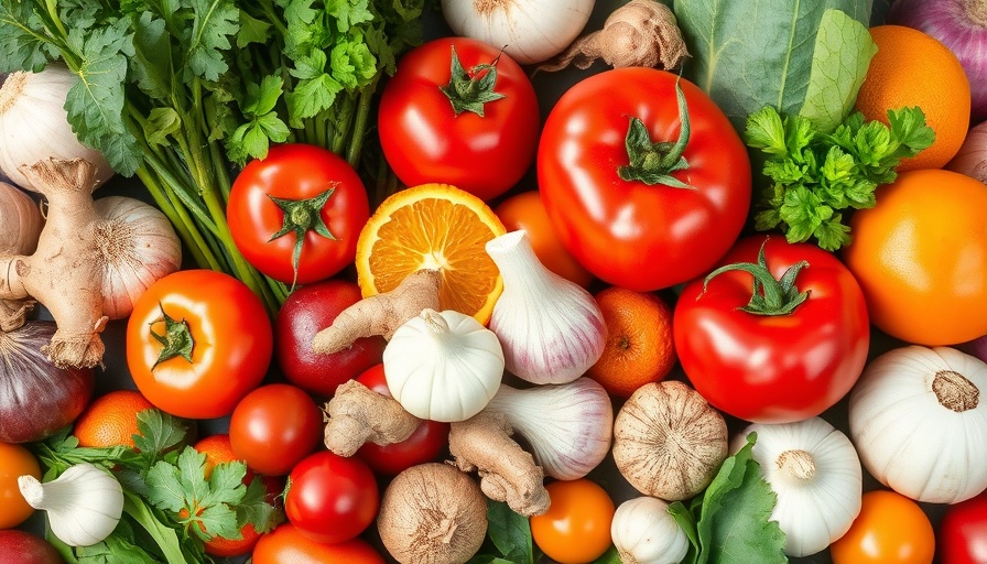 Colorful fresh vegetables and fruits highlighting healthy eating.