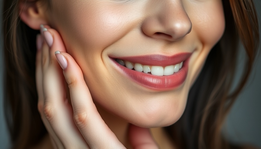 Firm skin naturally highlighted in close-up of a smiling woman.