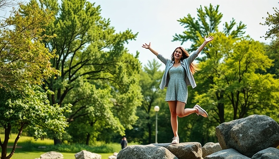 Weekly Horoscope for Health Improvement: joyful woman balancing on rocks outdoors.