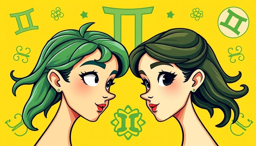 Stylized Gemini twin faces representing Gemini season health benefits