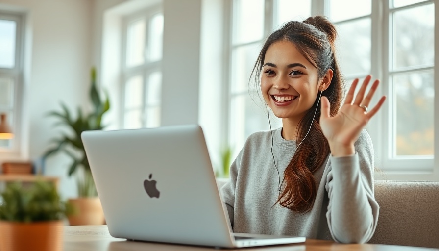 Young woman using laptop and earphones, bright room, Reduce Dementia Risk.
