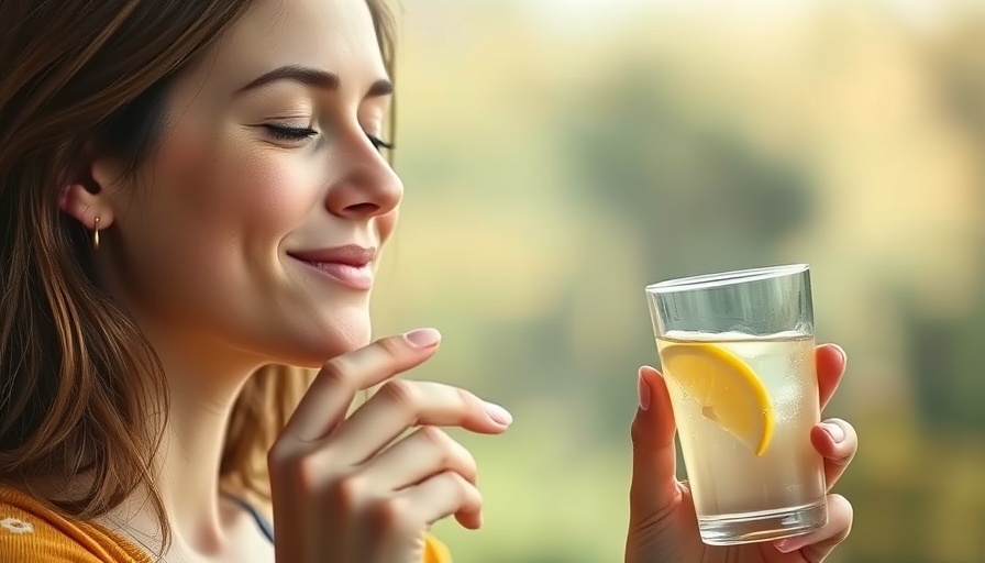 Woman with lemon water promoting healthy liver function