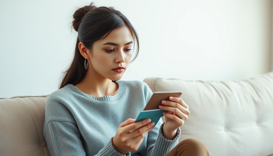 Young woman examining credit card, Enneagram type spending habits