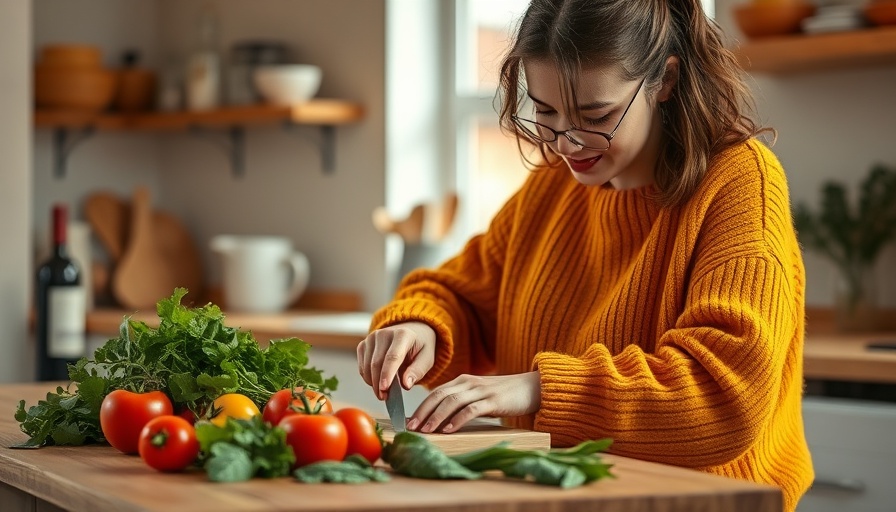 Focused woman preparing vegetables, highlighting carotenoids for skin health.