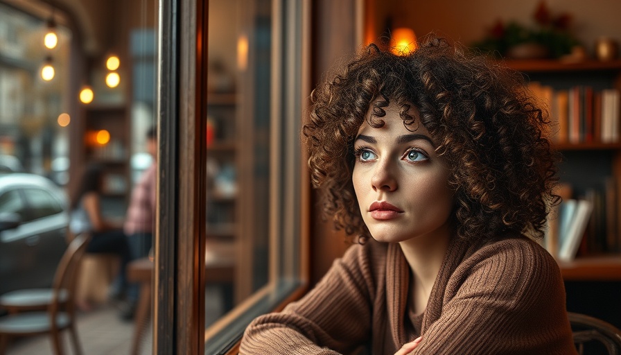 Pensive woman, symbolic of the sleeper effect of divorce on children, gazes through window.