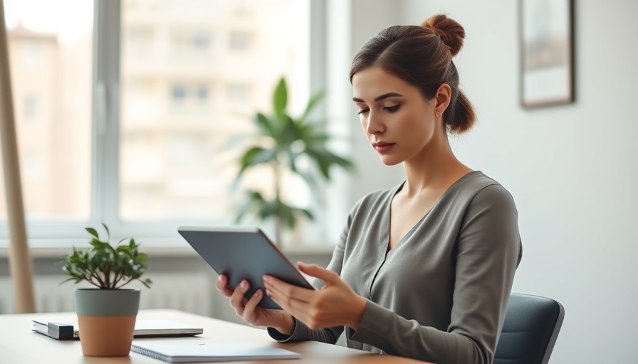 Focused woman engaged on a tablet at work, illustrating how sleep affects motivation at work.