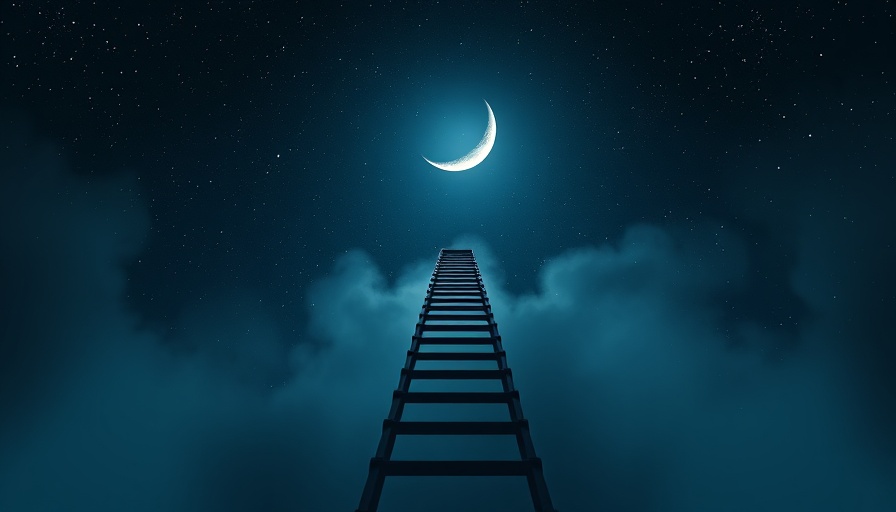 Ladder to crescent moon in starry night sky for emotional detox ritual.
